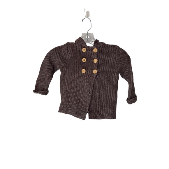 Baby Boden Brown Bear Knit Sweater Jacket Hooded Long Sleeve Button Front 2-3Y - Picture 1 of 10